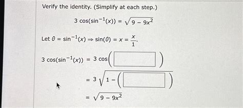 Solved Verify The Identity Simplify At Each Chegg