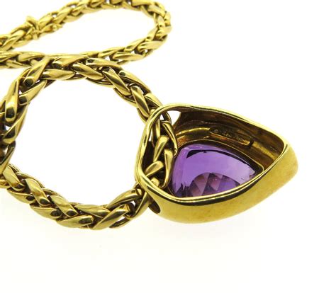 Tiffany And Co Paloma Picasso Large Amethyst Gold Pendant Necklace At