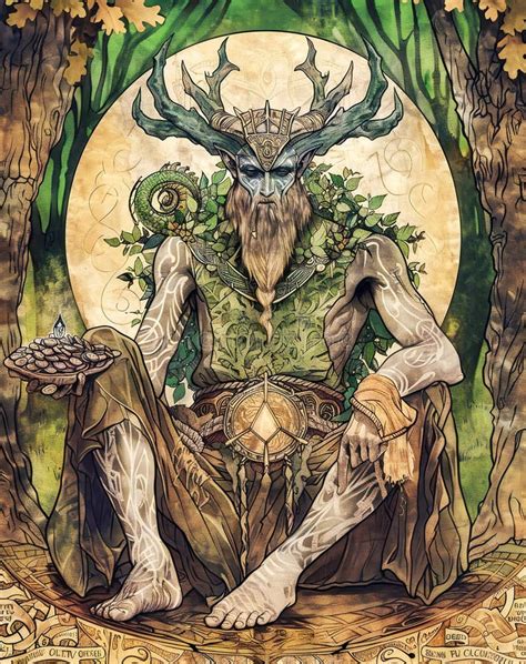 Cernunnos. Celtic Horned God of Nature Stock Illustration - Illustration of spiritual, mystery ...