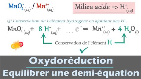 Oxydoréduction 🧪 Équilibrer Une Demi équation électronique En Milieu