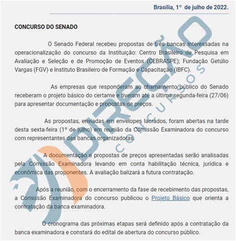 Concurso Senado Bancas Apresentaram Propostas Para O Edital Confira