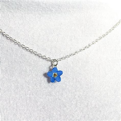 Forget Me Not Necklace Sterling Silver Necklace Gold Chain Etsy Uk
