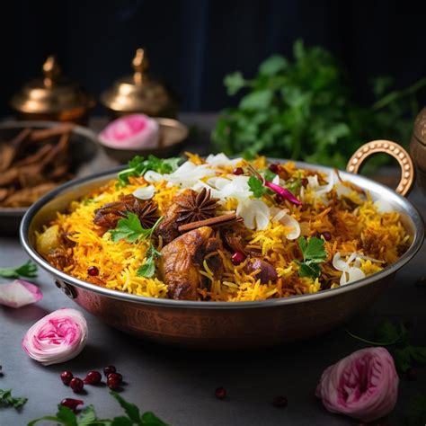 Premium AI Image | Photo of A bowl of Delicious chicken biriyani Pot