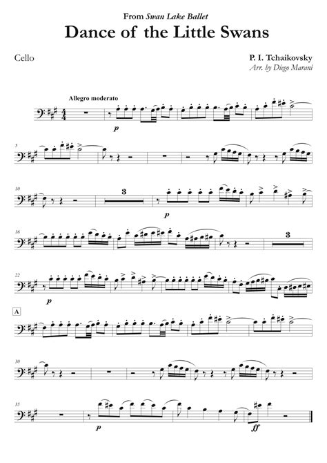 Dance Of The Little Swans For Cello And Piano Arr Diego Marani Sheet Music P I