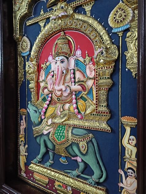 Buy D Embossed Authentic Ganesha Tanjore Painting