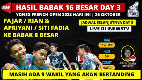 Hasil French Open Hari Ini Day R Apri Siti Fajri Ke R