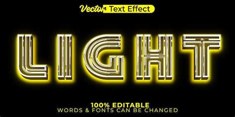 Effet De Texte Vectoriel De Lumière éditable Alphabet Lueur énergie