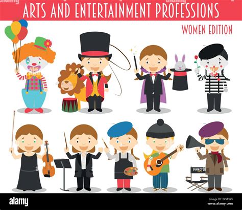 Vector Set Of Arts And Entertainment Professions In Cartoon Style