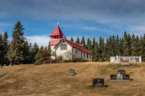 Historic Pine Creek Church Pine Creek Alberta Canada Stock Image