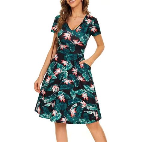 Robe Mi Longue Sans Manches Col V D T Chic Imprim Floral Ourlet