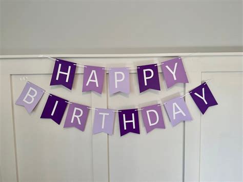 Purple Paper Banner Happy Birthday Banner Purple Ombre Birthday Banner