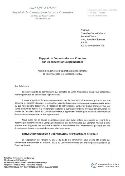 CAC Rapport sur les conventions 2022 ESCAL Centre Socioculturel à