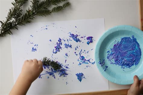 Christmas Tree Branch Painting Activity - Toddler at Play