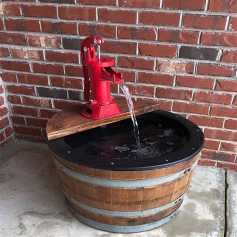 Wine Barrel Fountain Old Fashion Water Pump Etsy In Barrel