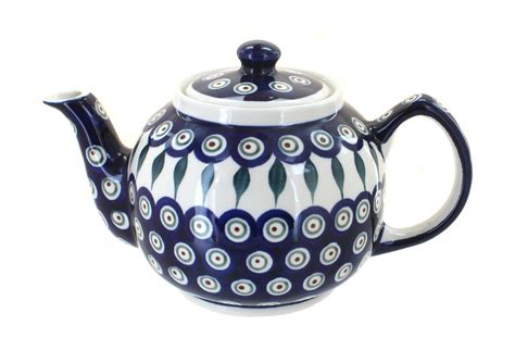 Blue Rose Polish Pottery Peacock Medium Teapot