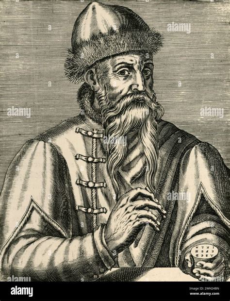 Portrait Of German Inventor Johannes Gutenberg Engraving Stock Photo