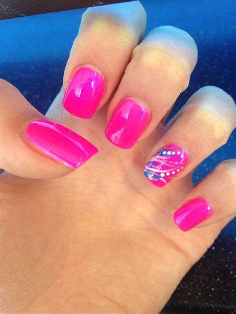 Hot Pink Acrylic Nails Done By New Phila Nail Pink Acrylic Nails