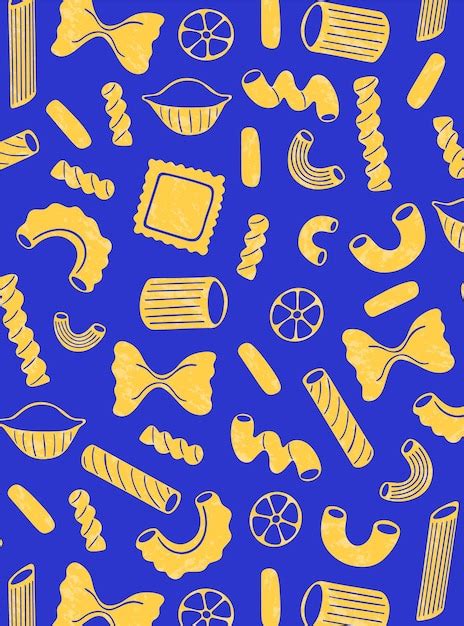 Premium Vector Italian Pasta Seamless Pattern Isolated On Blue