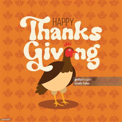 Happy Thanksgiving Card Design With Turkey Illustration And Autumn