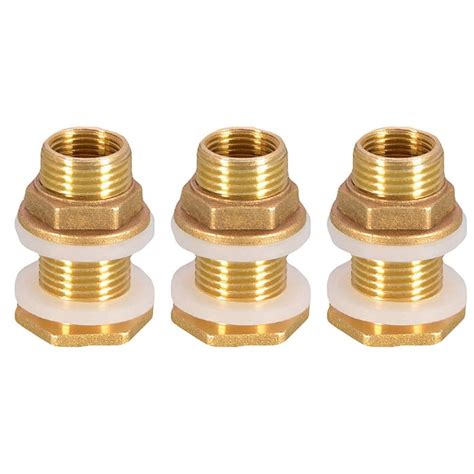 Solid Brass Bulkhead Fitting 3 Sets 38 Inch Female 12 Inch Male Solid Brass Water Tank