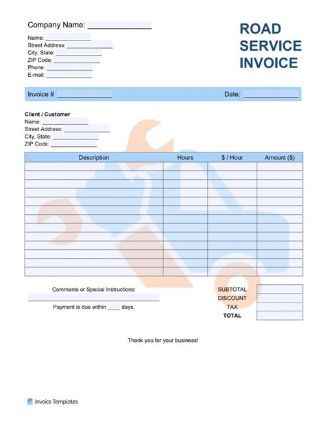 Roadside Assistance Invoice Template