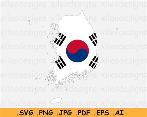 South Korea Flag Map Svg Korean Cricut Cut File Country Nation