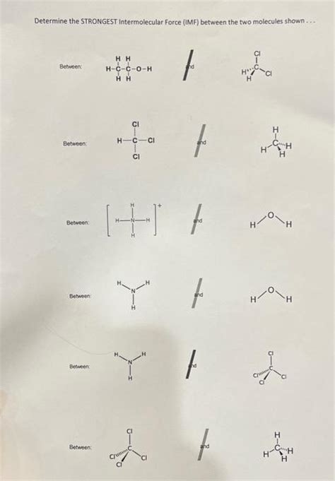 Solved Determine The STRONGEST Intermolecular Force IMF Chegg