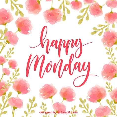 Free Vector | Happy monday watercolor flowers background