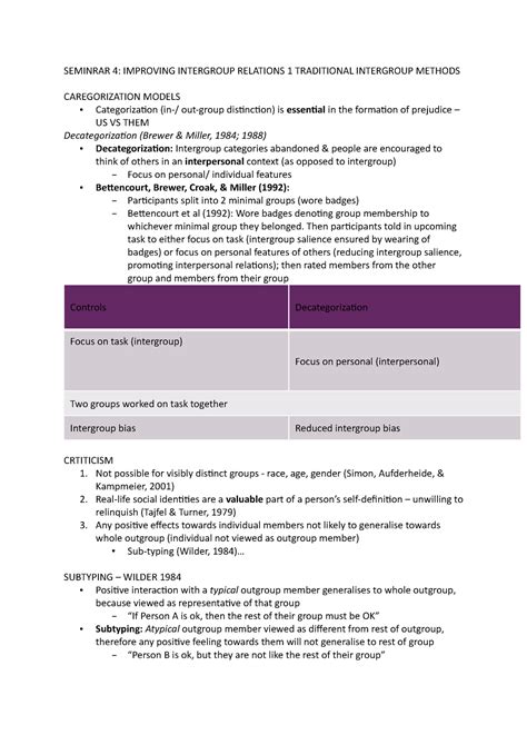 Seminrar 4 Lecture Notes 4 SEMINRAR 4 IMPROVING INTERGROUP