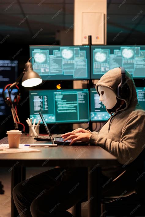 Peligroso Hacker Enmascarado Robando Información Del Servidor De Base