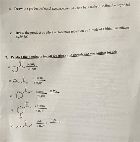 Solved D Draw The Product Of Ethyl Acetoacetate Reduction Chegg