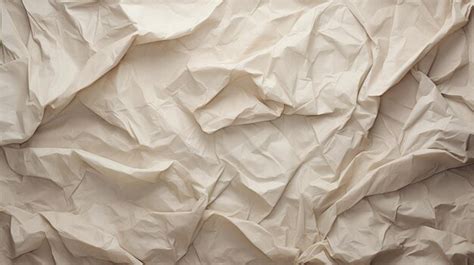 Crumpled Beige Fabric Texture Background Crumpled Tissue Premium Ai