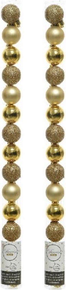 28x Kleine Gouden Kunststof Kerstballen 3 Cm Glans Mat Glitter