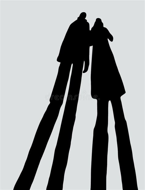 Vector Image Of Shadows Of Couple Citizens On Sidewalk Stock Vector