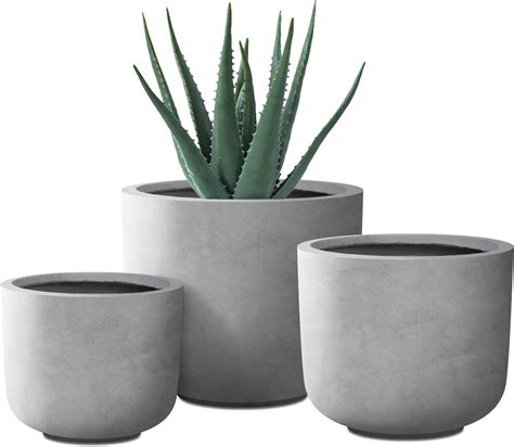 Amazon Kante Dia Natural Concrete Round Planters Set