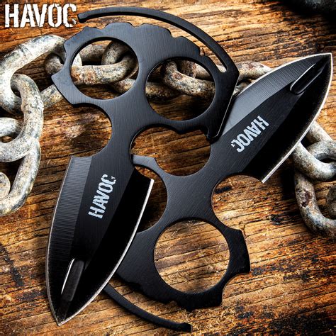 Havoc Black Push Dagger With Sheath Free Shipping