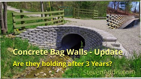 Three Years Later Concrete Bag Culvert Retaining Walls Youtube