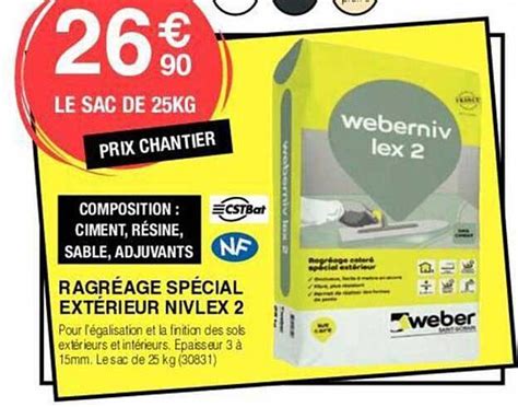 Promo Ragréage Spécial Extérieur Nivlex 2 chez Chretien Matériaux