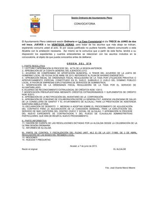 Convocatoria Sesi N Ordinaria Del Pleno Pdf