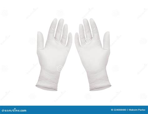 Medical Nitrile Glovestwo White Surgical Gloves Isolated On White