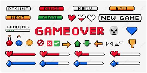 Pixel Game Ui Vector Hd Images Pixel Game Ui 8 Bit Interface Screen