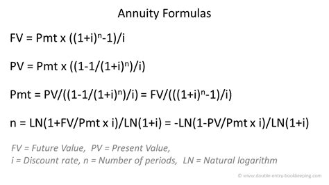 Annuity Formulas Double Entry Bookkeeping