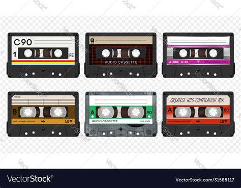 Compact Audio Cassettes Collection 2 Royalty Free Vector