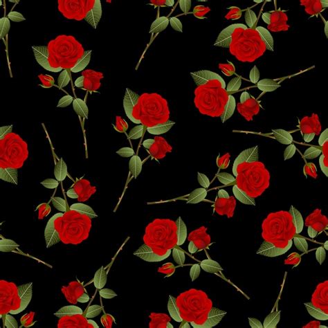 Ramo De Rosas Rojas Sobre Fondo Negro Vector Premium