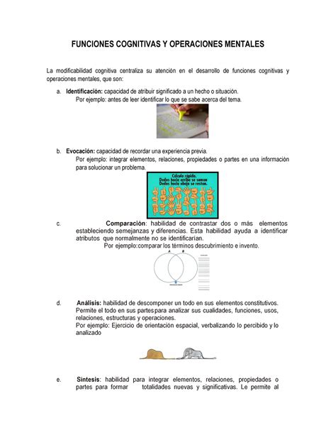 Funciones Cognitivas Y Operaciones Mentaes Funciones Cognitivas Y