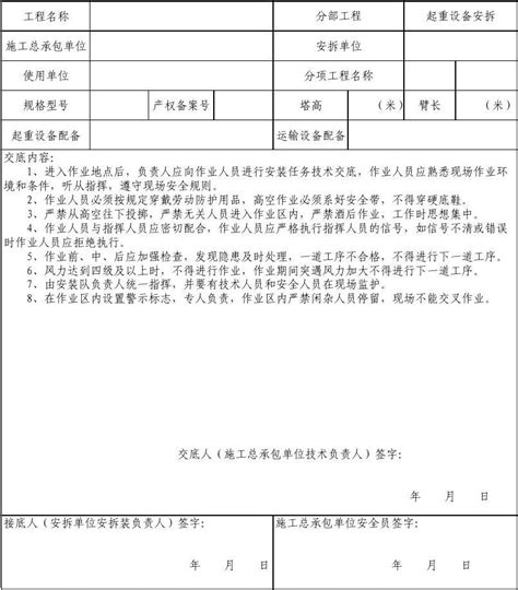 塔式起重机安装、拆卸安全技术交底书word文档在线阅读与下载无忧文档