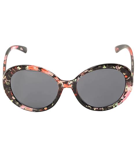 Floral Print Oversized Round Sunglasses Zumiez