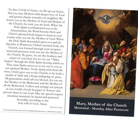 Mary Mother Of The Church Prayer Card