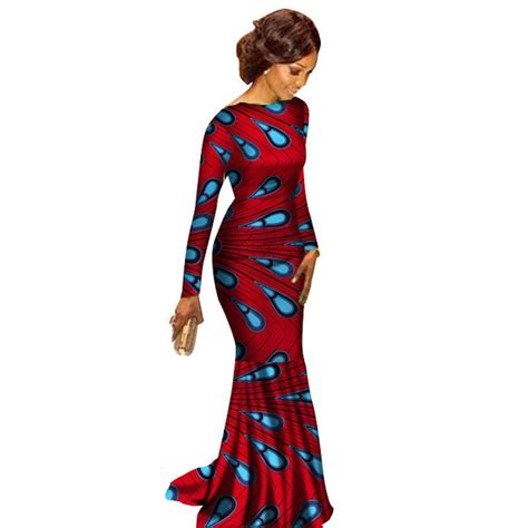 African Clothing Ankara dashiki Kanga Long-Sleeve Dress for women ...