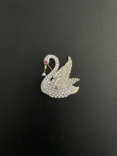 Swan Brooch Signed Attwood And Sawyer Etsy Swan Brooch Brooch